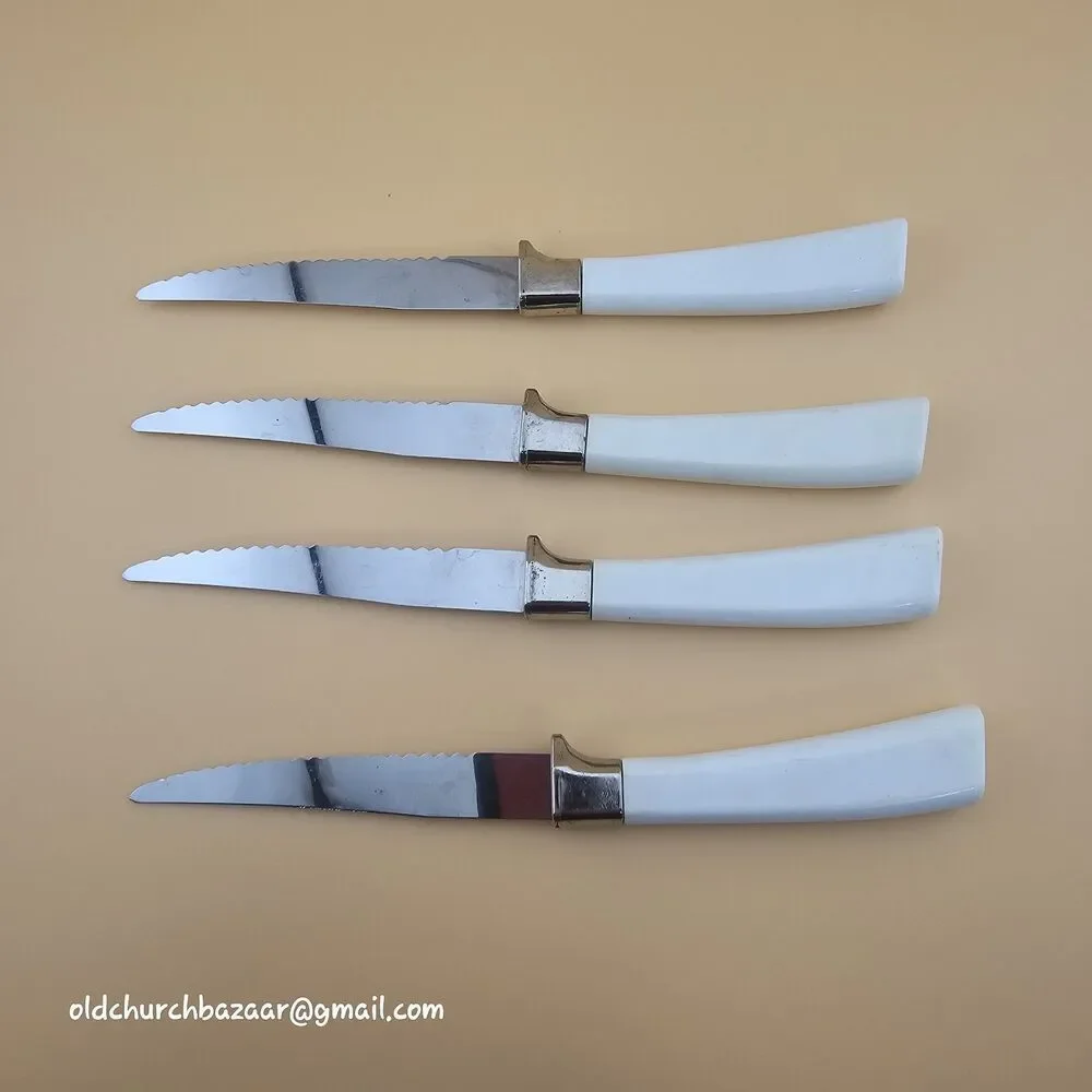 Vintage Corning Cornflower Blue Steak Knives by Sheffield Cutlery - 4 pieces